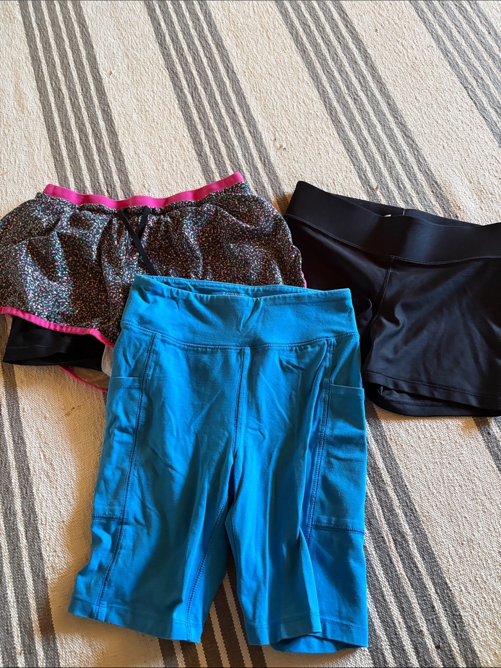 Women lot of 3 Active Shorts Set - Bright Blue, Black, Multicolor- small
